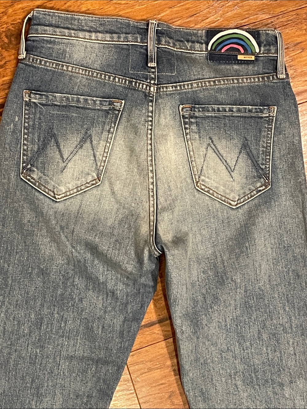 MOTHER Superior The Tomcat Ankle Fray The Last Supper Rainbow Patch Jean Size 28 - Picture 12 of 15